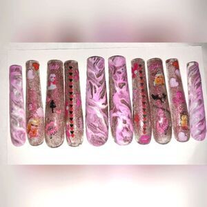 Hand crafted custom10pc acrylic press on nails sz large